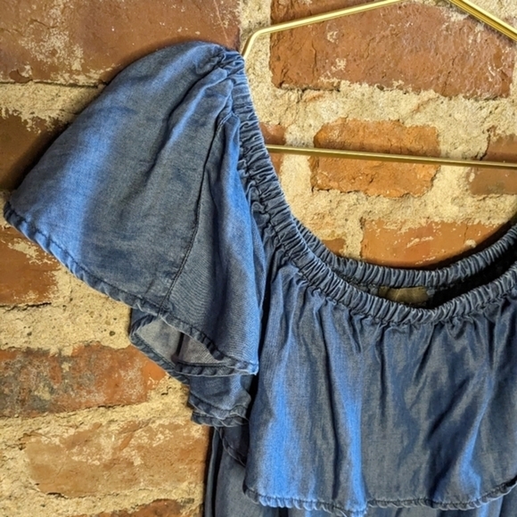 Tommy Bahama Small Denim Blue Off the Shoulder Summer Dress‎ - Picture 2 of 9